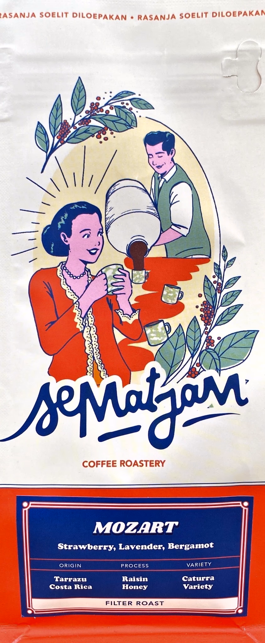 Bag of Costa Rica Mozart beans roasted by Sematjam Coffee Roastery.